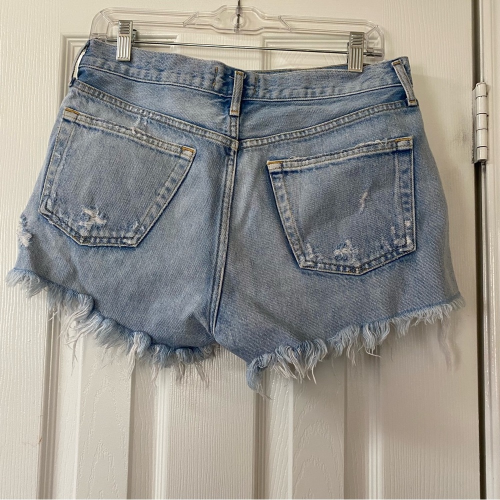 AGOLDE Parker Vintage Cut Off Denim Jean Shorts Light Wash Button Fly Size 28” - Picture 8 of 15